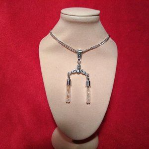 Tibetan Silver and Citrine Necklace with Double Tubes